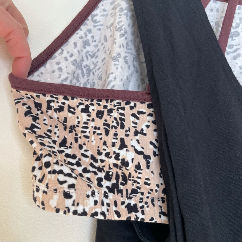 Simply Cacique Black Pajama Sleep Shirt Chemise Tank Bra Animal Print - Picture 2 of 9